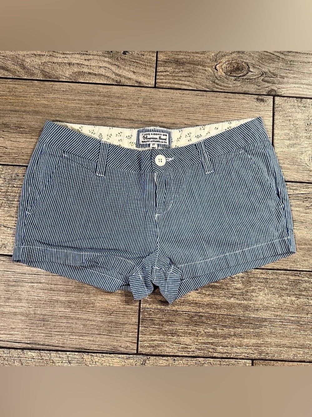 American Brand Striped High-Waist Shorts Blue & White Size 27